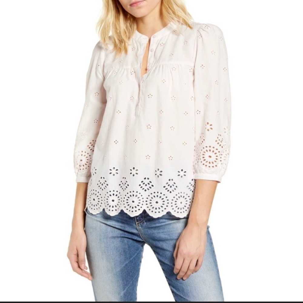 Lucky Brand Rebecca eyelet top size Medium